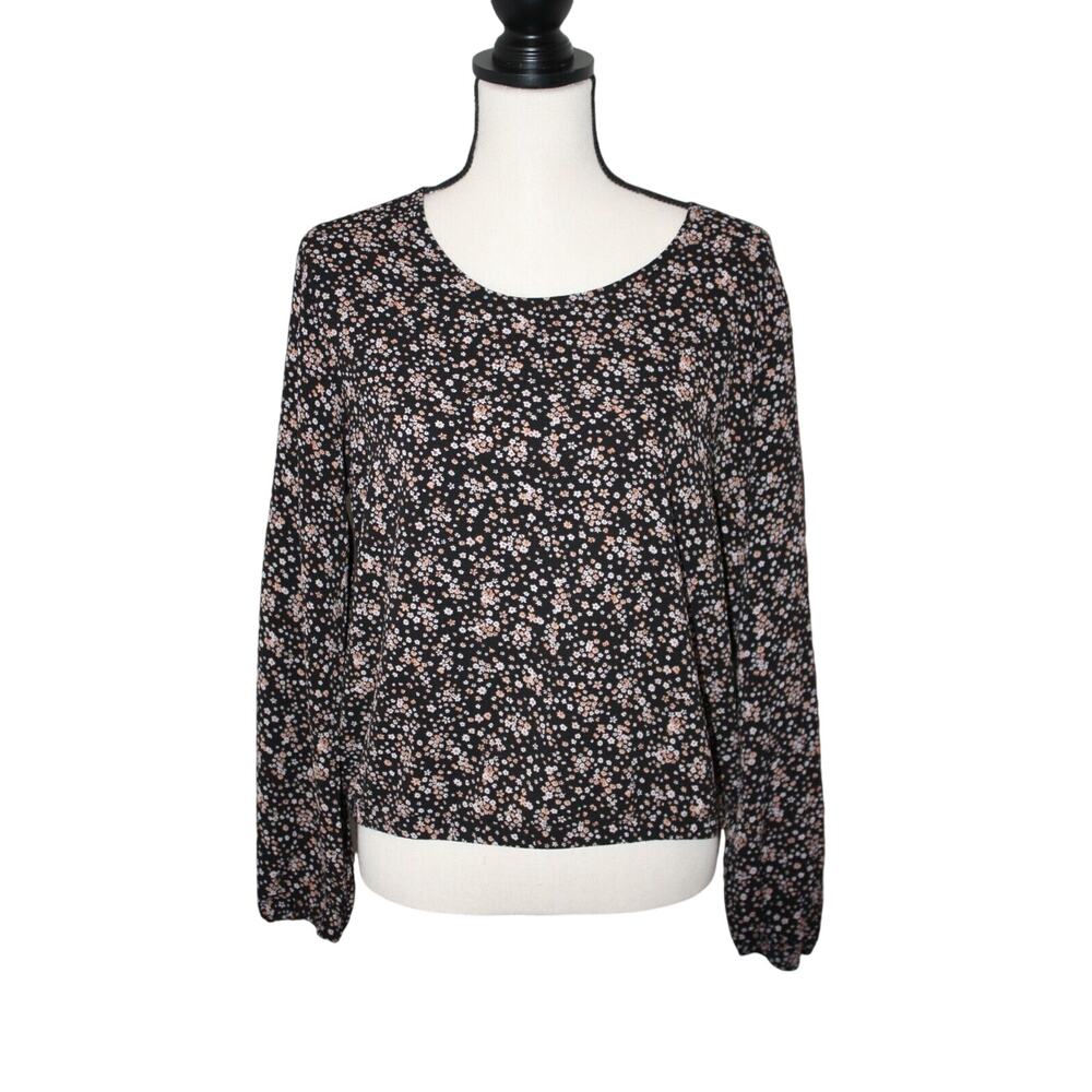 Hippie Rose XL Junior's Long Sleeve Floral Top Back Zip Pullover Lightweight